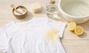 T-shirt macchiata, bicarbonato, sapone, aceto e limoni: ingredienti naturali per sapere come sbiancare i panni bianchi e farli tornare come nuovi.