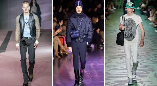 Modelli in passerella con pantaloni eleganti e casual. Scopri come calcolare la taglia dei pantaloni perfetta per te.