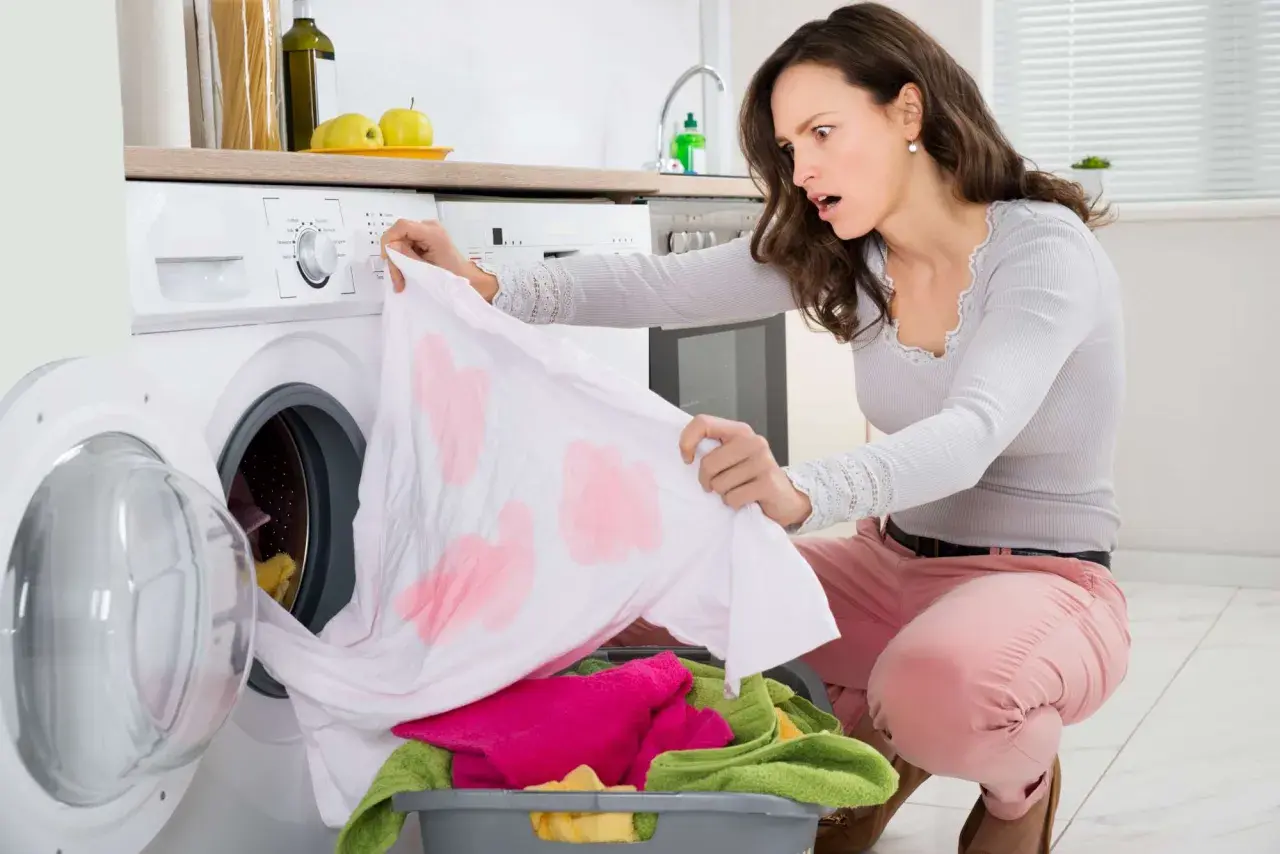Donna sorpresa scopre macchie scure sui vestiti dopo lavaggio in lavatrice. Come toglierle?