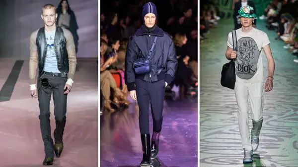 Modelli in passerella con pantaloni eleganti e casual. Scopri come calcolare la taglia dei pantaloni perfetta per te.