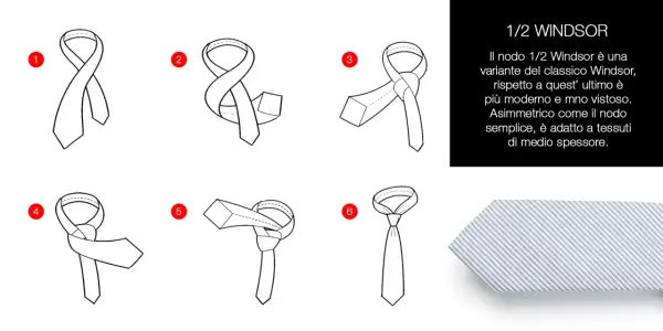 Istruzioni passo passo per creare un nodo cravatta scappino (1/2 Windsor).